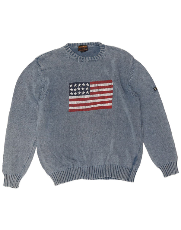 Ανδρικό πουλόβερ Woolrich Graphic Crew Neck Jumper XL Μπλε βαμβακερό