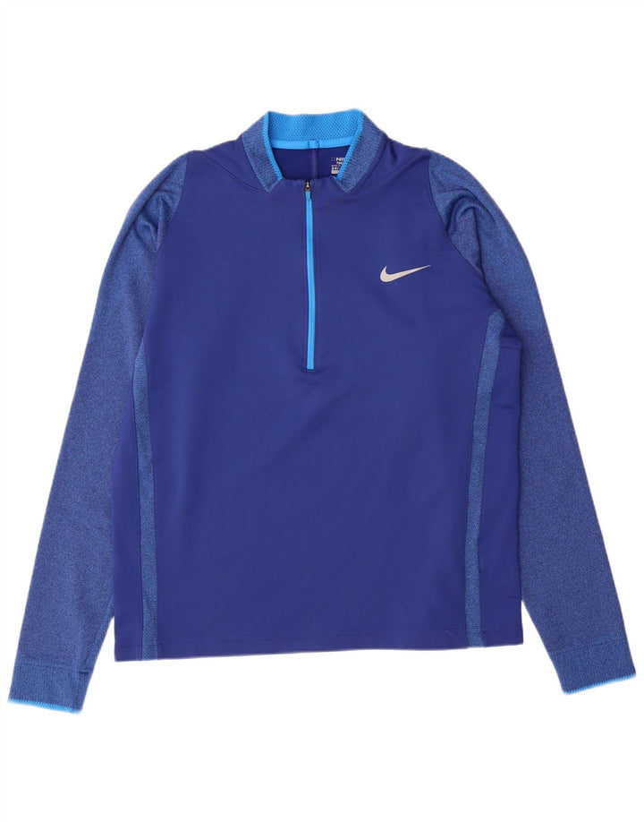 Ανδρική φόρμα αθλητικής φόρμας NIKE Dri Fit με φερμουάρ με λαιμόκοψη μεσαίο μπλε