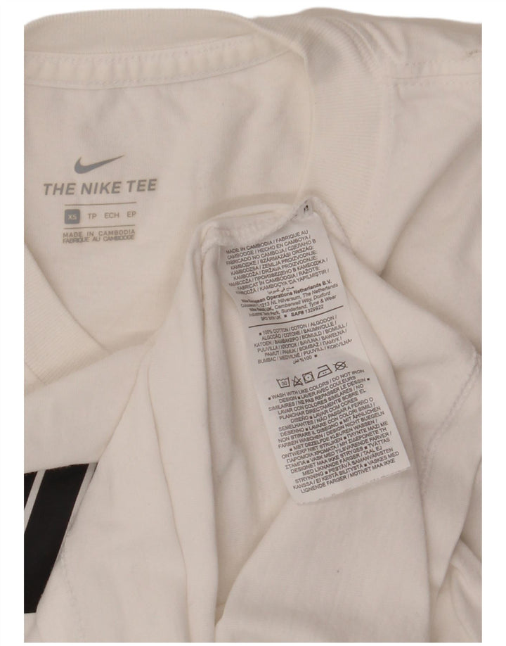 Γυναικείο γραφικό μπλουζάκι NIKE Top UK 6 XS Λευκό βαμβακερό