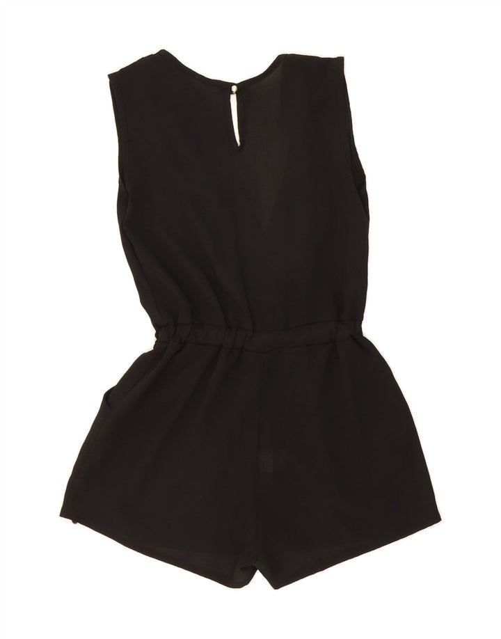 VINTAGE Womens Sleeveless Playsuit UK 12 Medium  Black Polyester Vintage Vintage and Second-Hand Vintage from Messina Hembry 