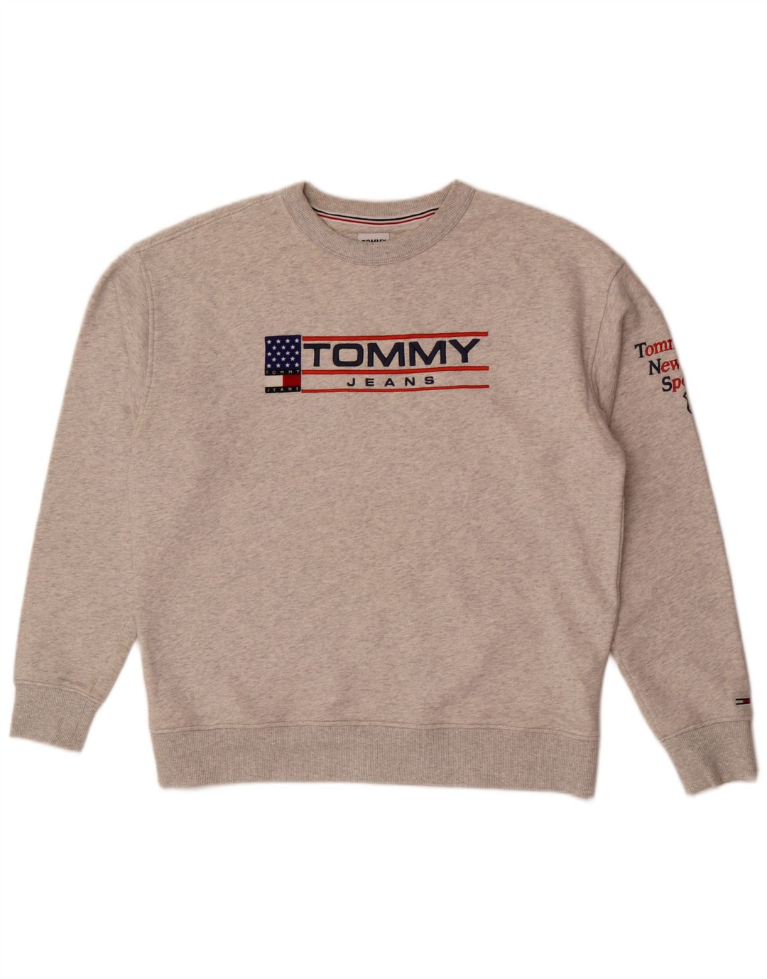Γραφικό ανδρικό φούτερ Tommy Hilfiger, μεσαίο γκρι βαμβακερό