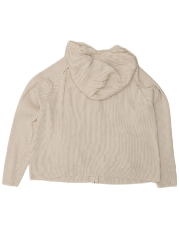 Marks & Spencer Γυναικείο πουλόβερ με κουκούλα ζακέτα UK 18 XL από λευκό βαμβακερό
