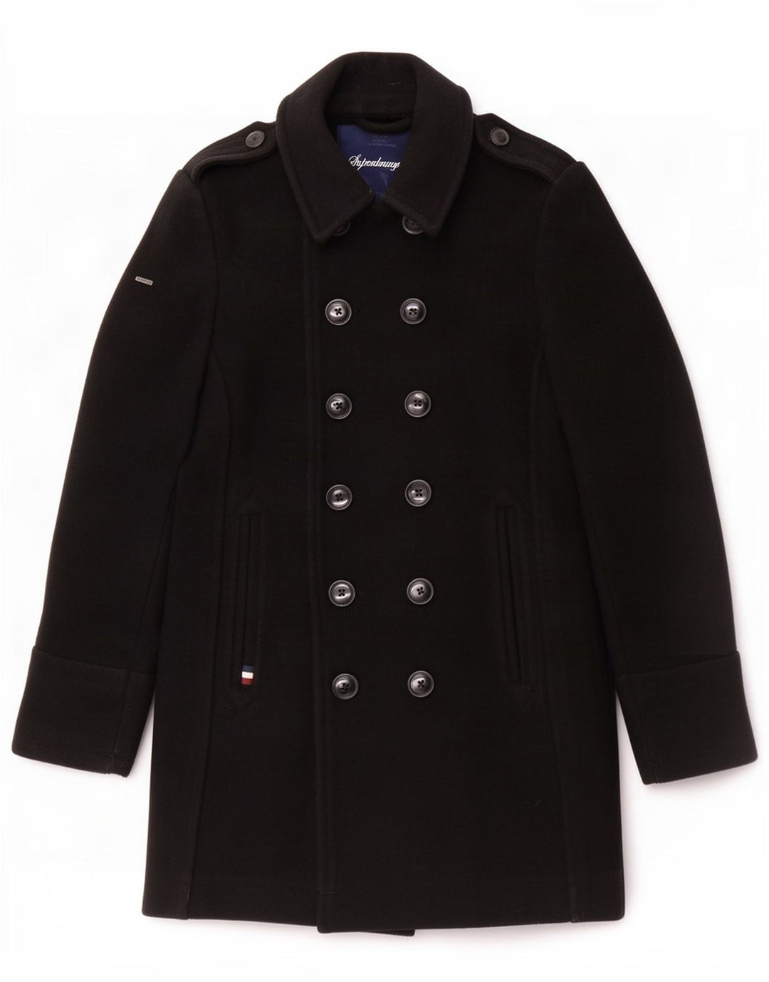 Superdry Ανδρικό Military Double Breasted Coat UK 40 Large Black Wool