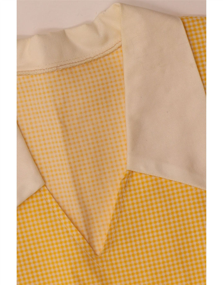 Vintage γυναικείο φόρεμα A-Line UK 12 Medium Yellow Gingham