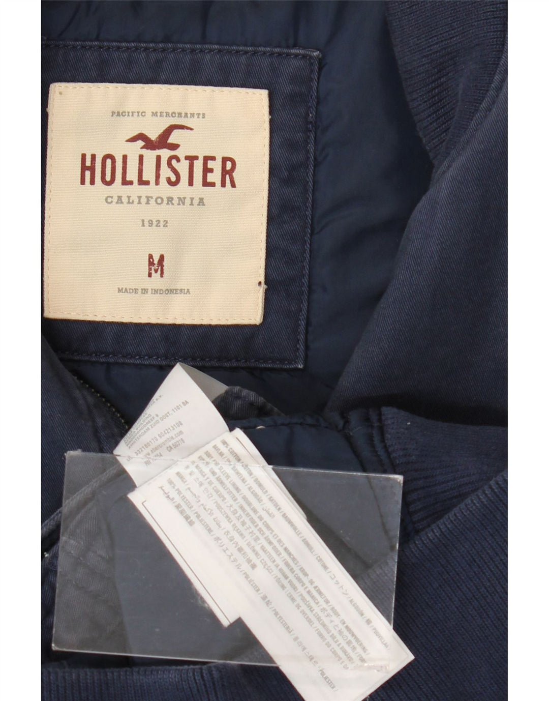 Ανδρικό μπουφάν Hollister Bomber UK 38 Medium Navy Blue Cotton