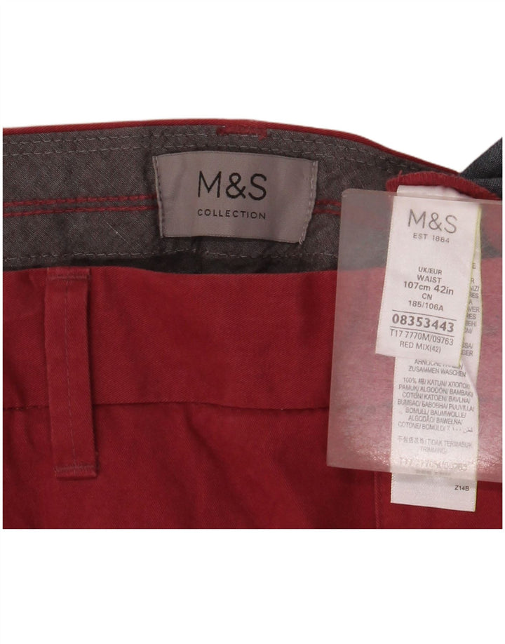 Ανδρικό σορτς Chino Marks & Spencer W42 2XL κόκκινο βαμβακερό