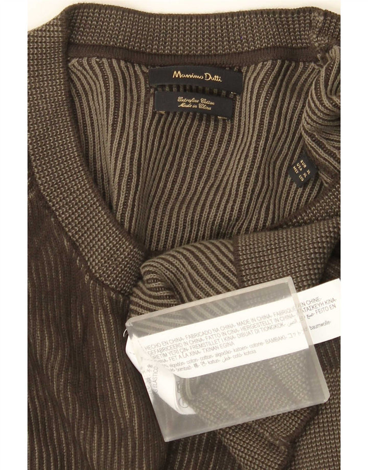 Ανδρικό πουλόβερ Massimo Dutti Crew Neck Jumper XL Χακί βαμβακερό