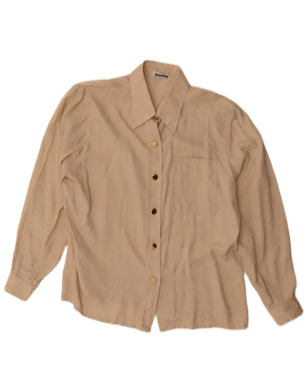 Vintage γυναικείο πουκάμισο μπλούζα UK 14 Large Beige Paisley