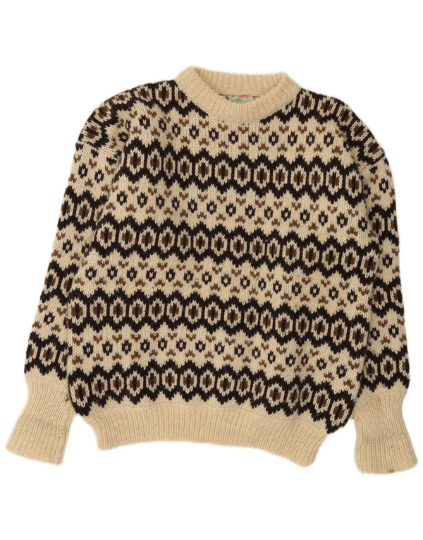 Stobi Ανδρικό πουλόβερ με λαιμόκοψη 2XL από λευκό γεωμετρικό μαλλί