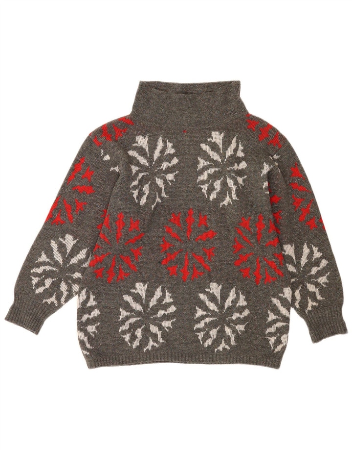 Flou Γυναικείο πουλόβερ με λαιμό χελώνα UK 14 Medium Grey Geometric