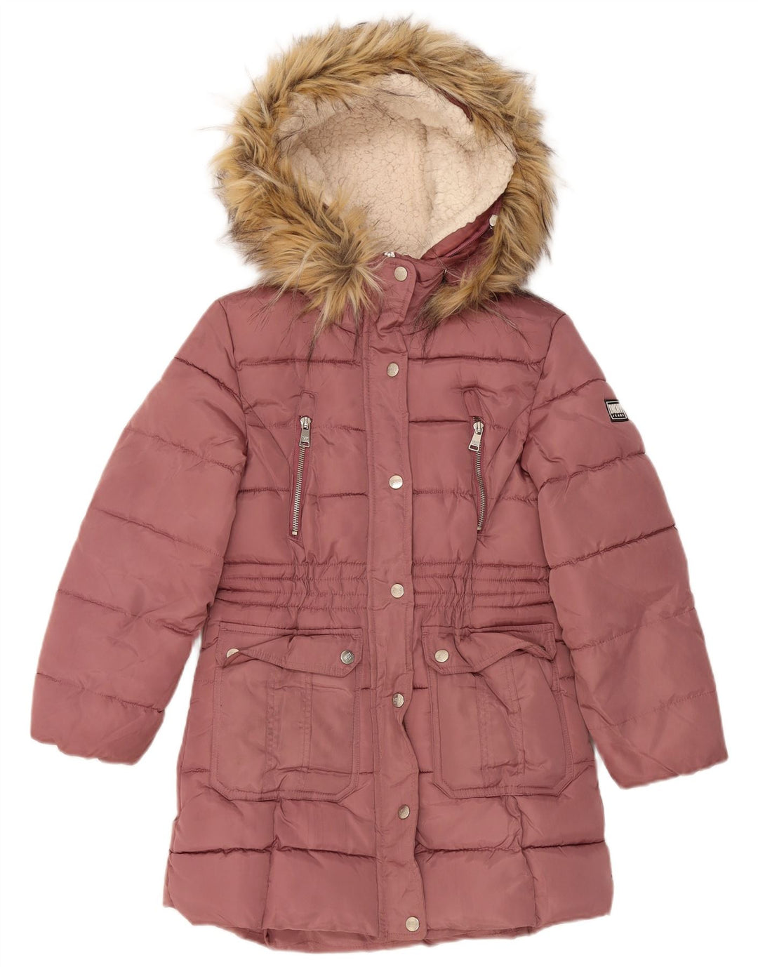 Dkny Girls Hooded Podded Coat 10-11 Years Medium Pink Polyester