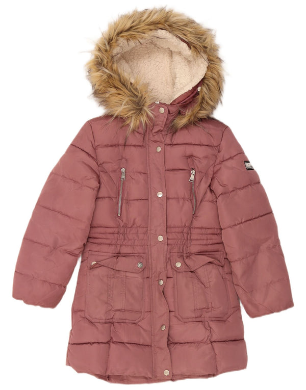 Dkny Girls Hooded Padded Coat 10-11 Years Medium Pink Polyester