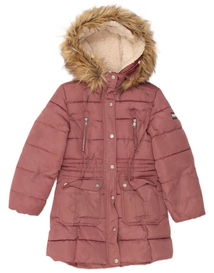 Dkny Girls Hooded Podded Coat 10-11 Years Medium Pink Polyester