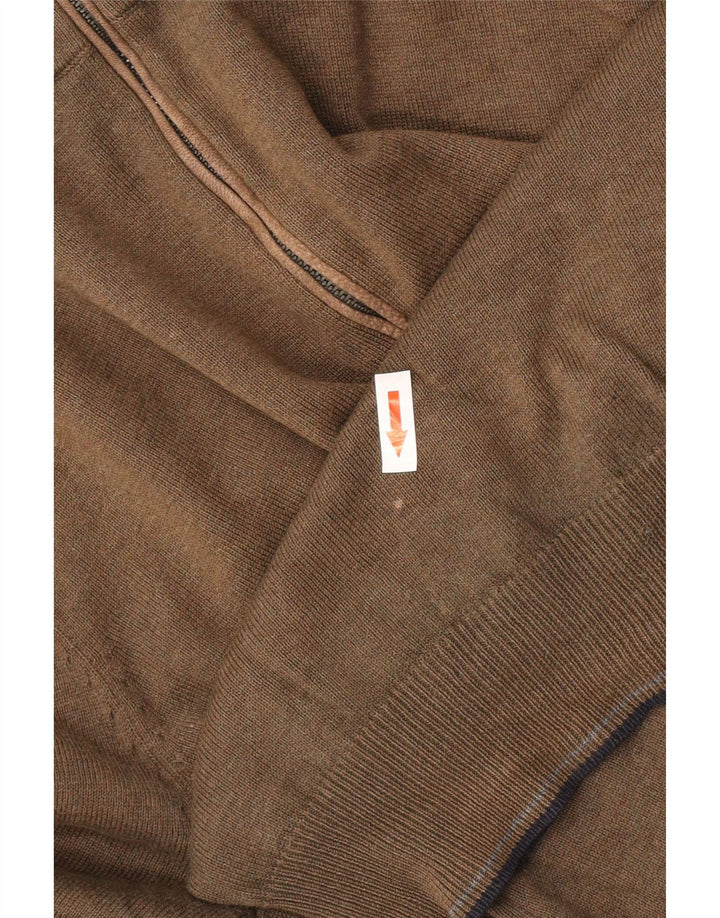Ανδρικό πουλόβερ Massimo Dutti με φερμουάρ, μεσαίο χακί