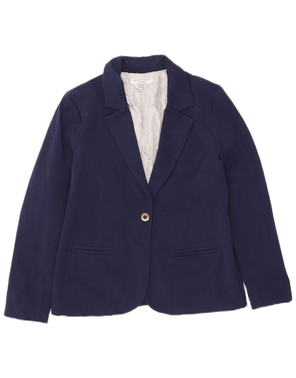 Laura Ashley Γυναικείο μπλέιζερ 1 κουμπιού UK 14 μεγάλο μπλε βαμβακερό