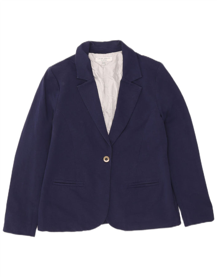 Laura Ashley Γυναικείο μπλέιζερ 1 κουμπιού UK 14 μεγάλο μπλε βαμβακερό