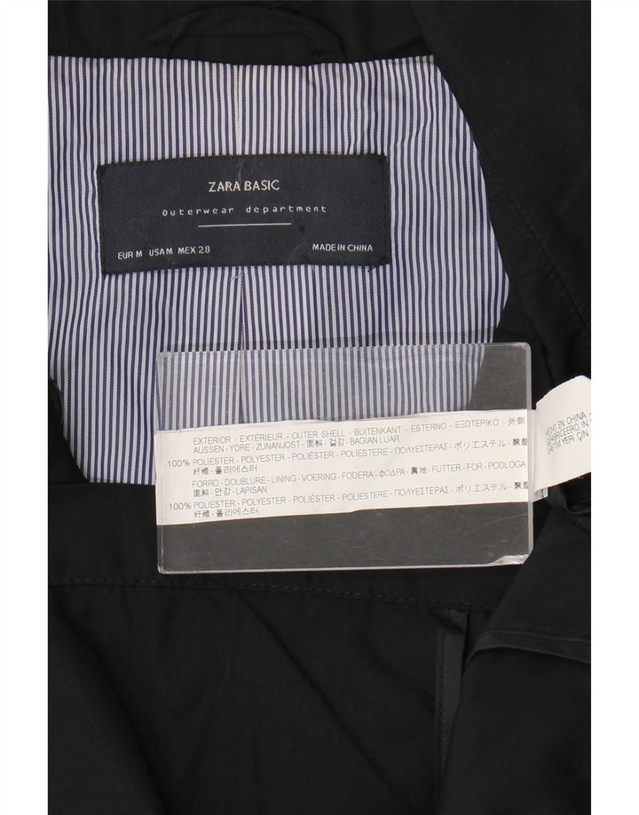Zara Γυναικείο παλτό μπιζελιού UK 14 Medium Navy Blue Polyester