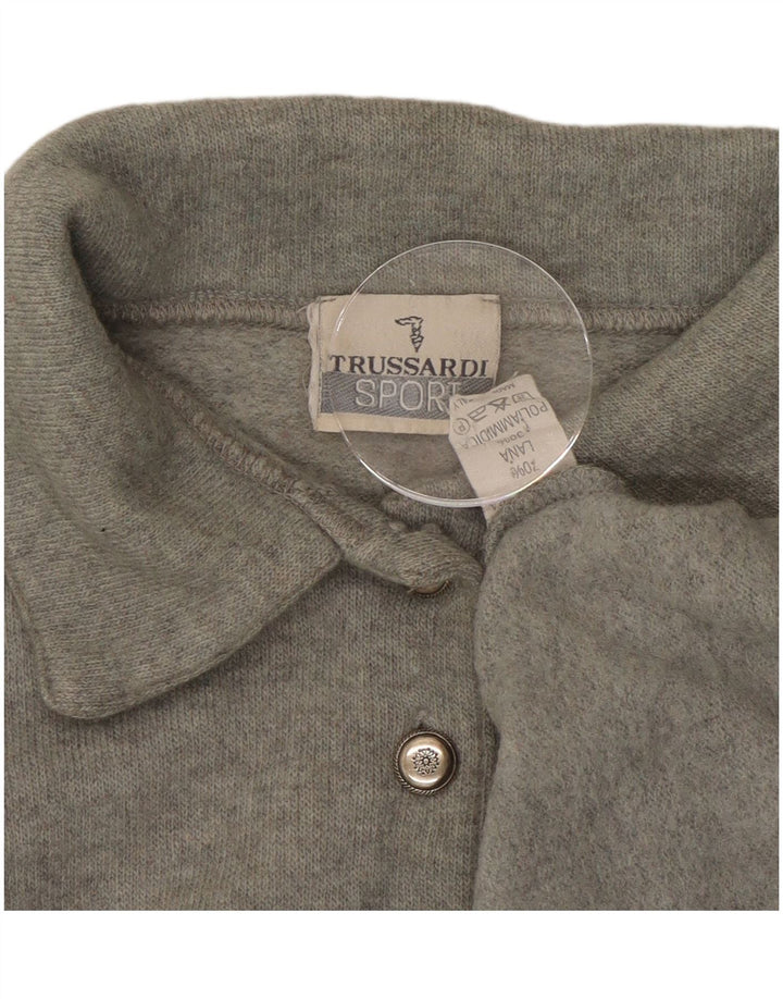 TRUSSARDI Γυναικείο πουλόβερ με λαιμόκοψη μεγάλου μεγέθους πόλο IT 44 μεσαίο γκρι μαλλί