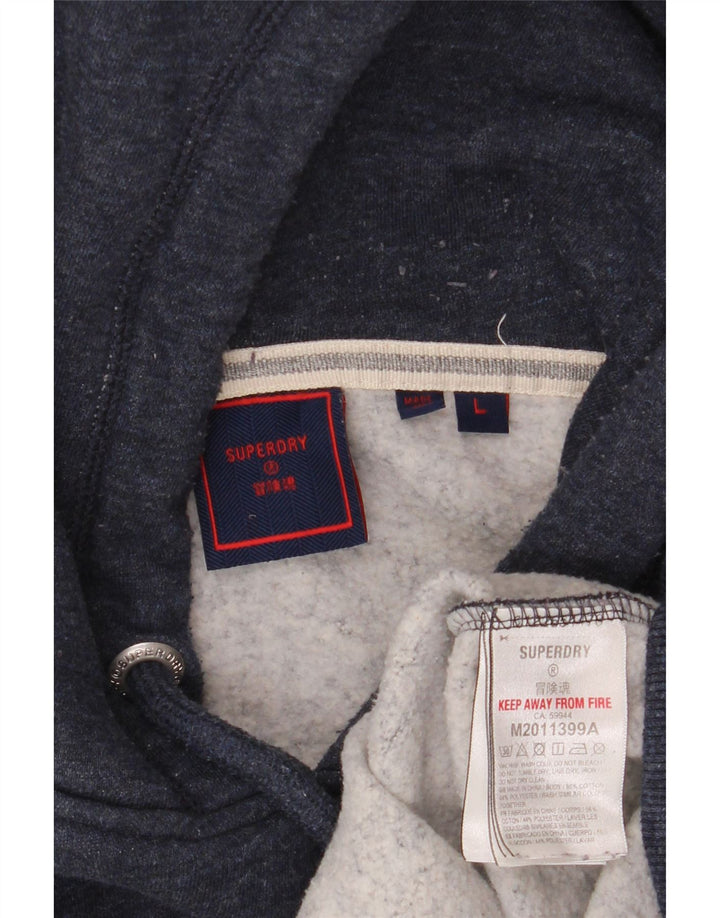 Superdry Ανδρική κουκούλα με κουκούλα και βαμβακερό μεγάλο μπλε ναυτικό