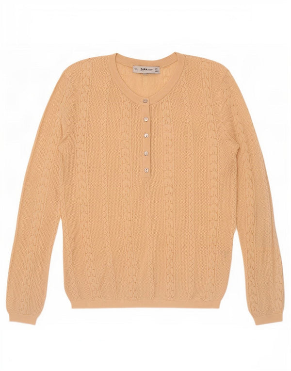 Zara Γυναικείο πουλόβερ με λαιμό και λαιμό UK 12 Medium Beige