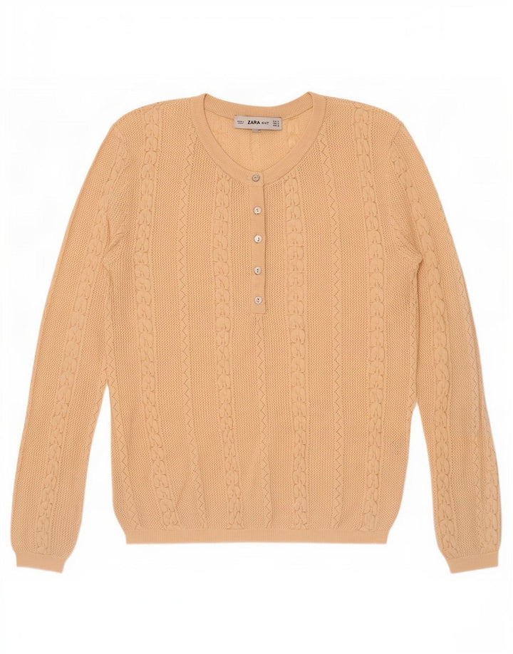 Zara Γυναικείο πουλόβερ με λαιμό και λαιμό UK 12 Medium Beige