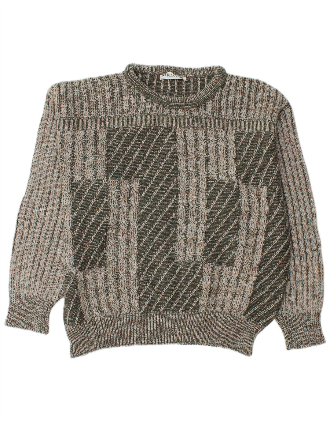 Vintage Ανδρικό πουλόβερ με λαιμόκοψη IT 48 Μεσαίο Πράσινο Ακρυλικό