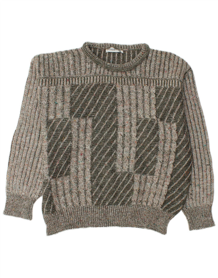 Vintage Ανδρικό πουλόβερ με λαιμόκοψη IT 48 Μεσαίο Πράσινο Ακρυλικό