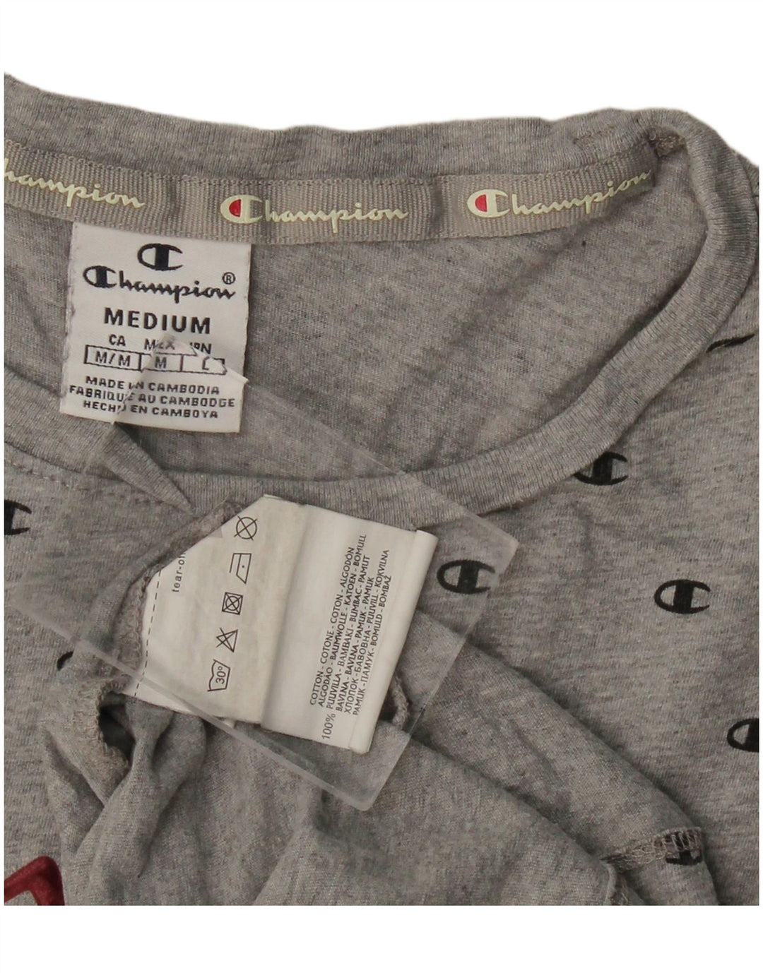 Γυναικείο γραφικό μπλουζάκι CHAMPION Top UK 12 μεσαίο γκρι βαμβακερό