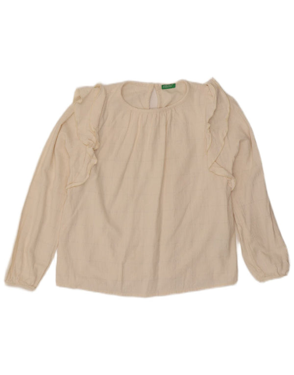 Μπροστινή μπλούζα Benetton Girls Ruffle Top 11-12 ετών 2XL Off White Check