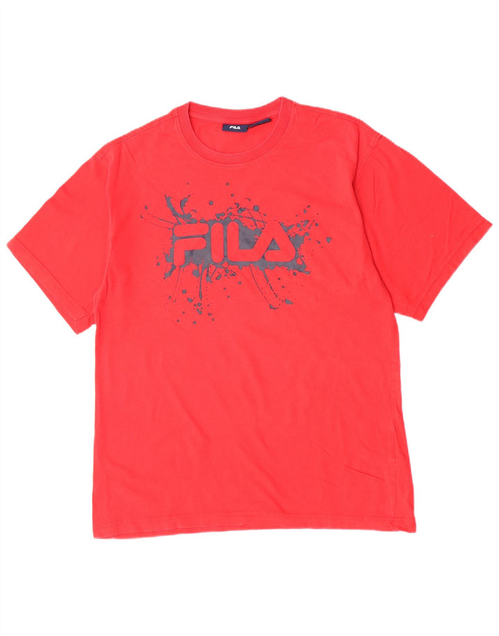 Ανδρικό γραφικό T-Shirt Fila Top μεγάλο κόκκινο βαμβακερό