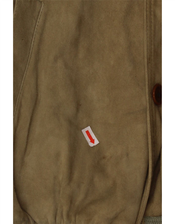 VINTAGE Ανδρικό Suede Bomber Jacket IT 48 Medium Beige