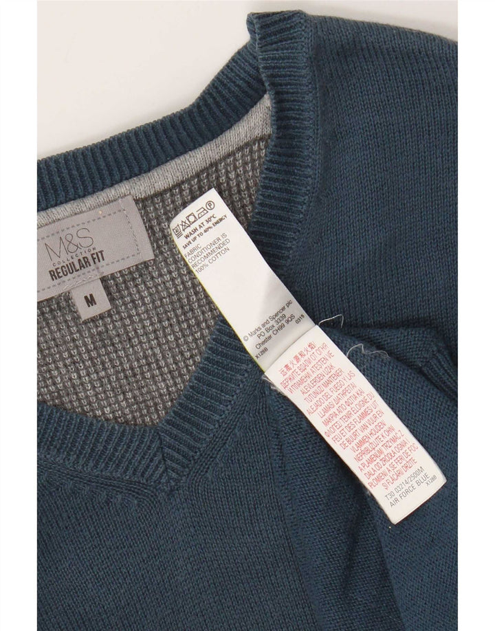 Marks & Spencer Ανδρικό πουλόβερ με κανονική εφαρμογή με λαιμόκοψη σε μεσαίο βαμβακερό χρώμα