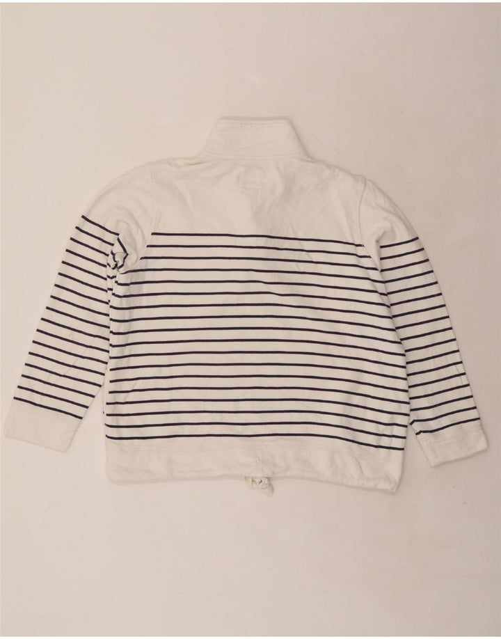 CREW CLOTHING Γυναικεία φούτερ με φερμουάρ Jumper UK 14 Large White ριγέ