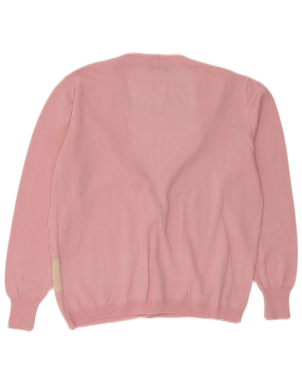 Γυναικείο πουλόβερ με ζακέτα VINTAGE UK 14 μεσαίου ροζ χρώματος νέο μαλλί