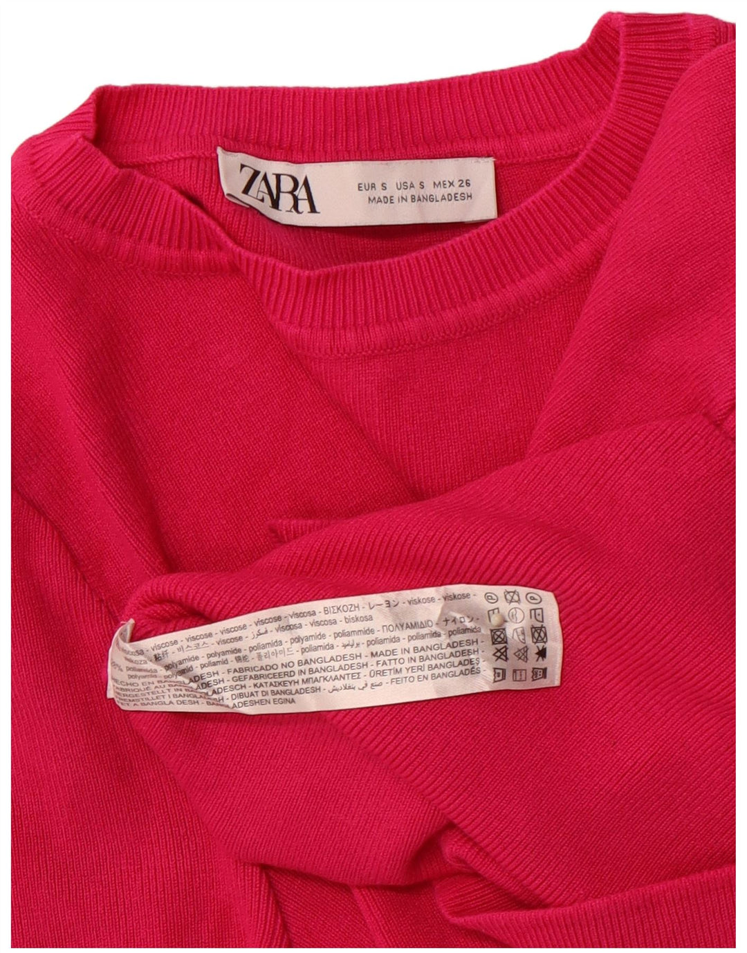 Γυναικείο κοντομάνικο ZARA πουλόβερ με λαιμόκοψη UK 8 Small Pink