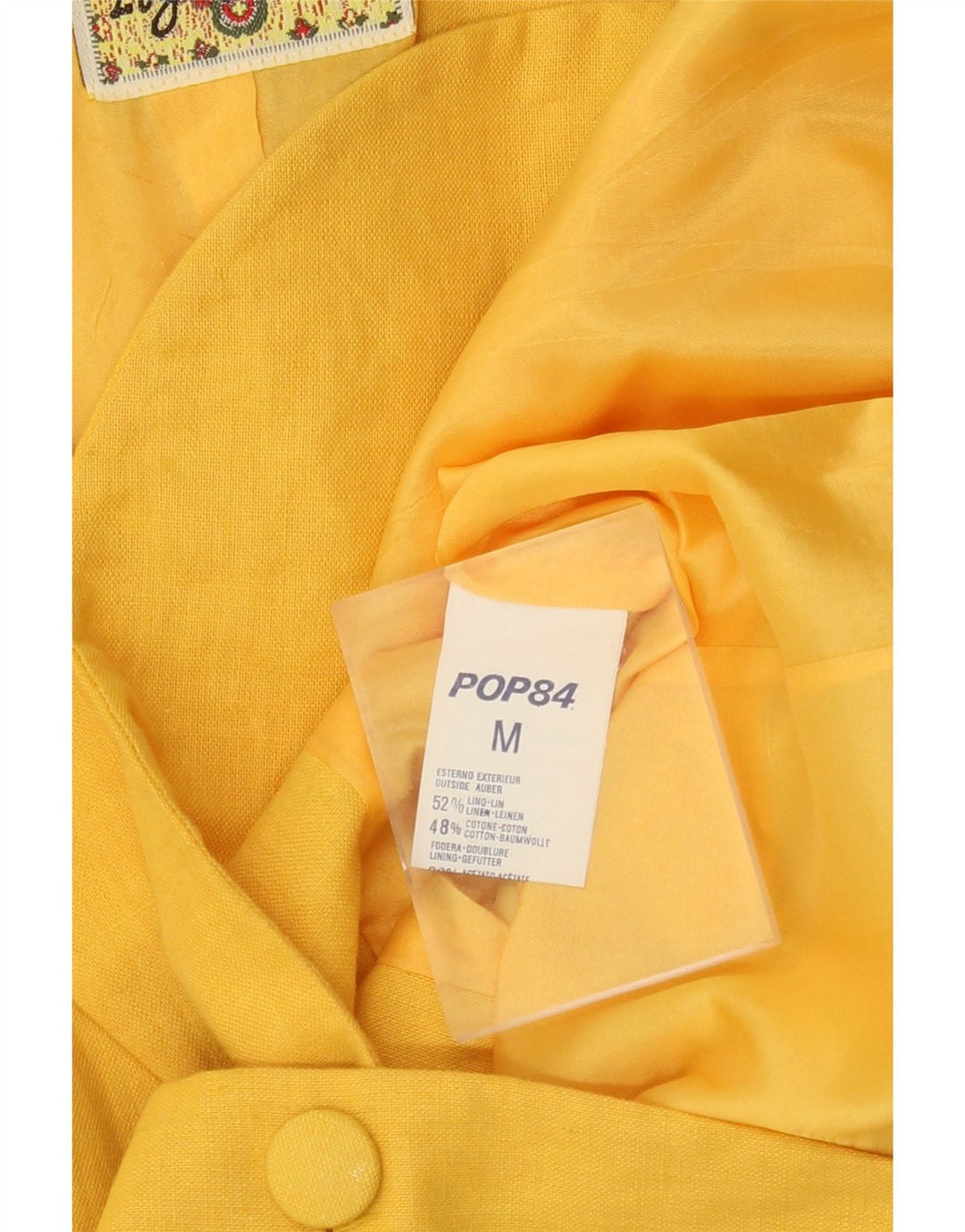 POP 84 Γυναικείο Μπουφάν Blazer με 2 Κουμπιά UK 12 Medium Yellow Len