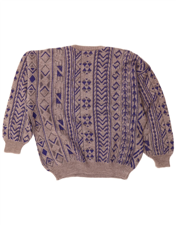 Vintage Ανδρικό πουλόβερ με λαιμόκοψη 2XL μπλε γεωμετρικό