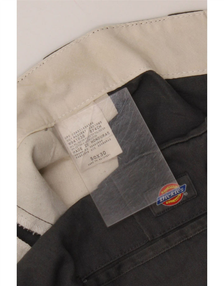 DICKIES Mens Straight Cropped Trousers W50 L30 Grey Polyester