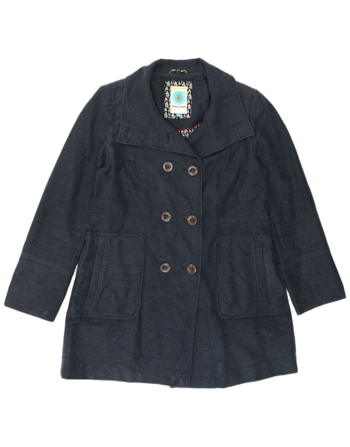 White Stuff Γυναικείο Παλτό με διπλό στήθος UK 14 Medium Navy Blue Cotton