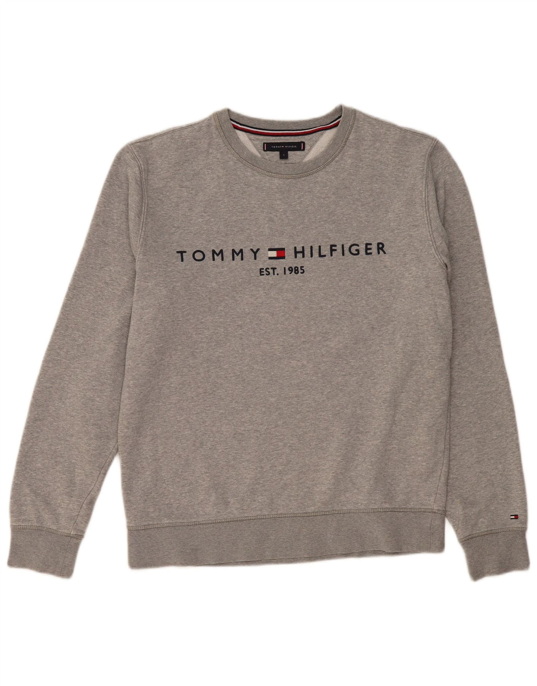 Γραφικό ανδρικό φούτερ Tommy Hilfiger Jumper μεγάλο γκρι βαμβακερό