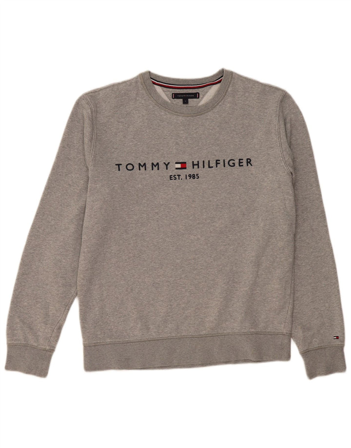 Γραφικό ανδρικό φούτερ Tommy Hilfiger Jumper μεγάλο γκρι βαμβακερό
