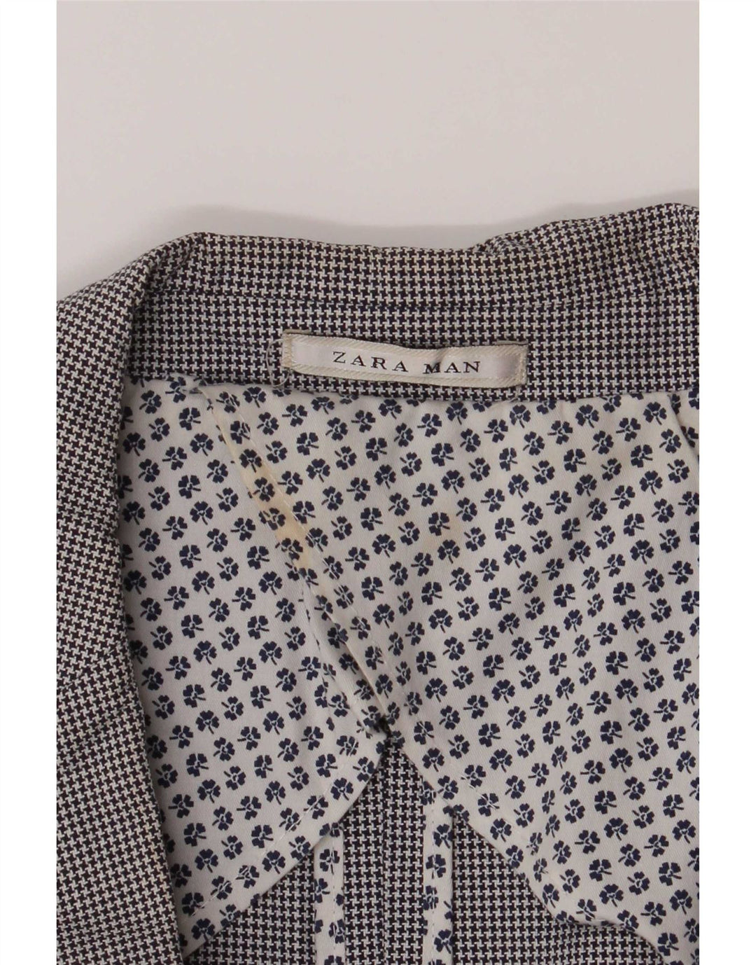 Zara Ανδρικό μπουφάν blazer UK 40 μεγάλο γκρι βαμβακερό Houndstooth