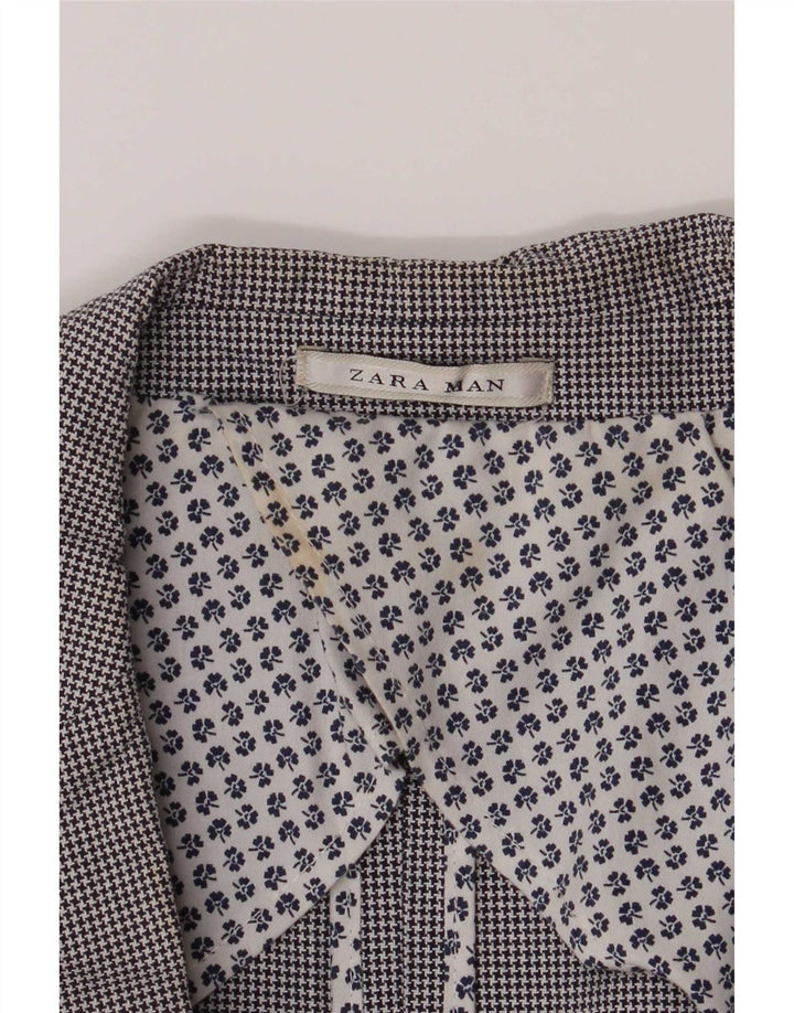 Zara Ανδρικό μπουφάν blazer UK 40 μεγάλο γκρι βαμβακερό Houndstooth