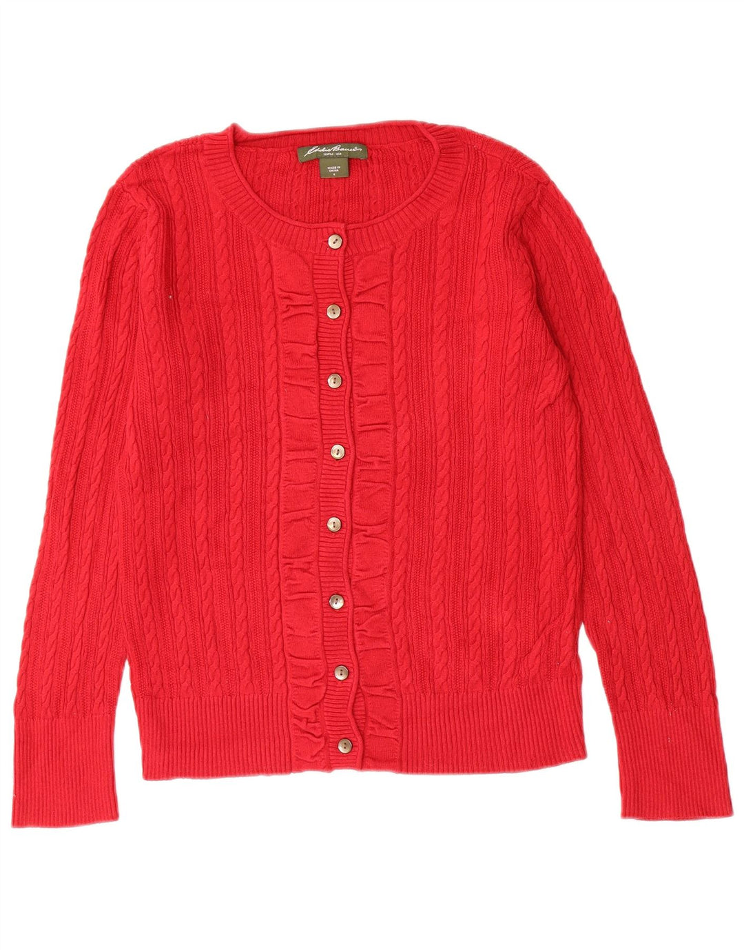 EDDIE BAUER Γυναικείο πουλόβερ ζακέτα UK 10 Small κόκκινο βαμβακερό