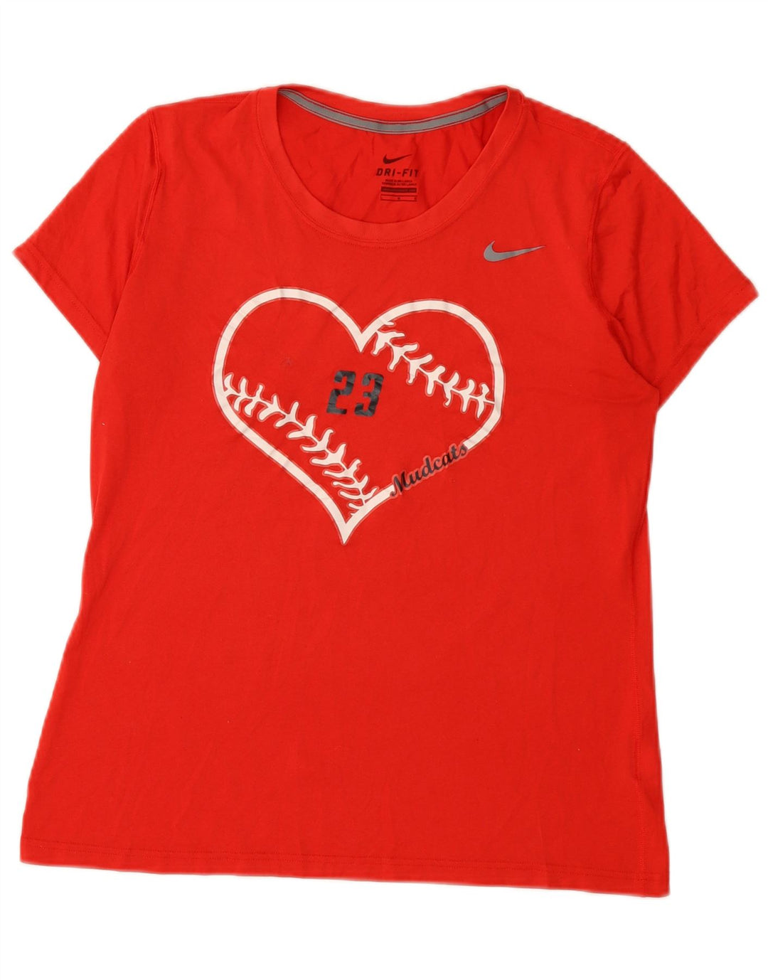 Γυναικείο γραφικό μπλουζάκι Nike Mudcats Top UK 14 μεγάλο κόκκινο πολυεστέρα