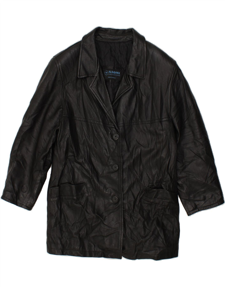 NAOMI Womens Leather Jacket IT 52 2XL Black Leather Vintage Naomi and Second-Hand Naomi from Messina Hembry 