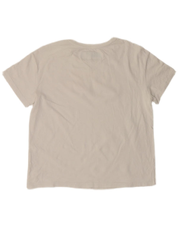 Γυναικείο γραφικό μπλουζάκι Benetton Top UK 14 Μεσαίο λευκό βαμβακερό