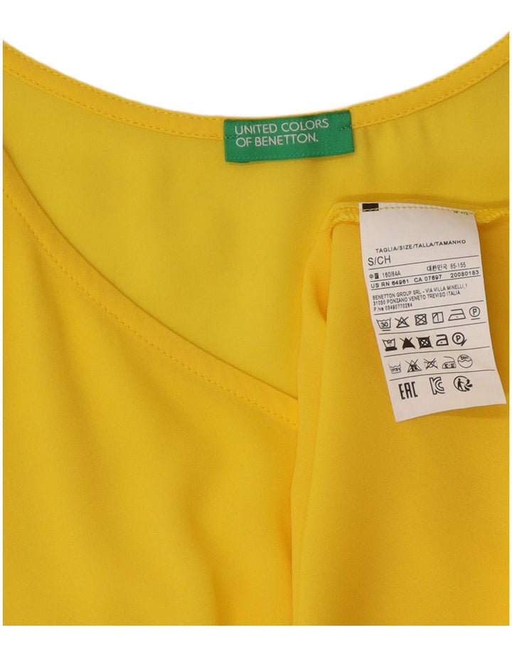 BENETTON Womens Cami Top UK 10 Small Yellow Polyester