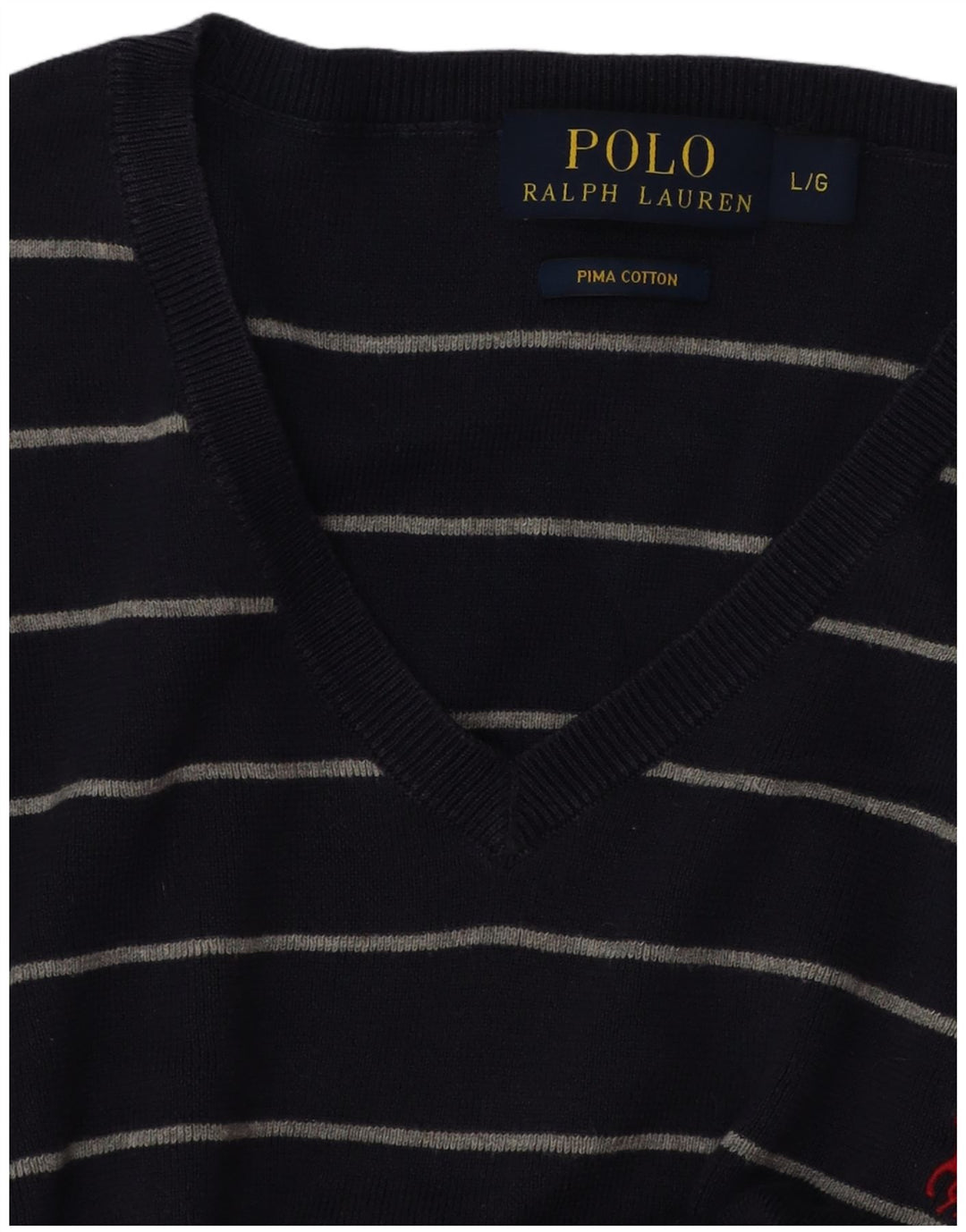 POLO RALPH LAUREN Ανδρικό πουλόβερ με λαιμόκοψη V-λαιμόκοψη μεγάλο μπλε ριγέ