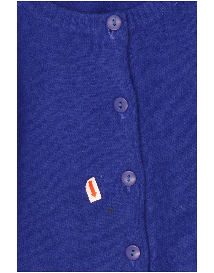 BENETTON Γυναικείο πουλόβερ Crop Cardigan UK 14 Large Blue Wool